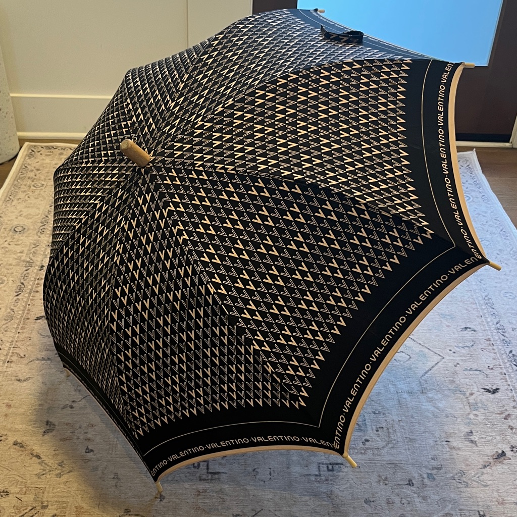 Euc Valentino Brown And Cream Geometric Umbrella